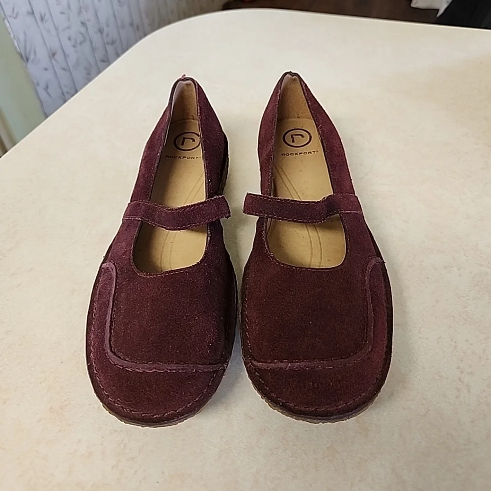 NEW Rockport Seaview Womens Size 6.5 Slip-on Mary Jane Shoes Burgundy Suede